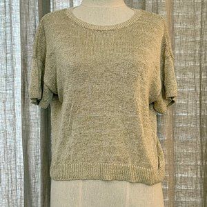 Loft Short Sleeve Light Gold Sweater. Size Medium.